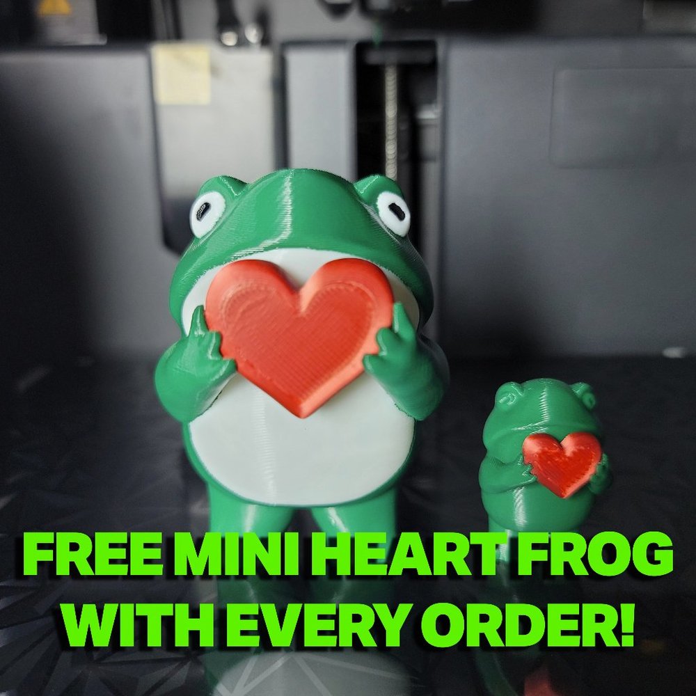 Cheeky Heart Frog | Gift for Her | Fun Desk Toy | 3D Printed